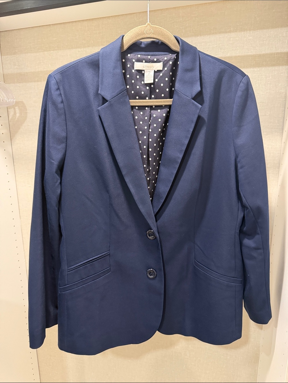 Chico's Navy Two-Button Polished Blazer